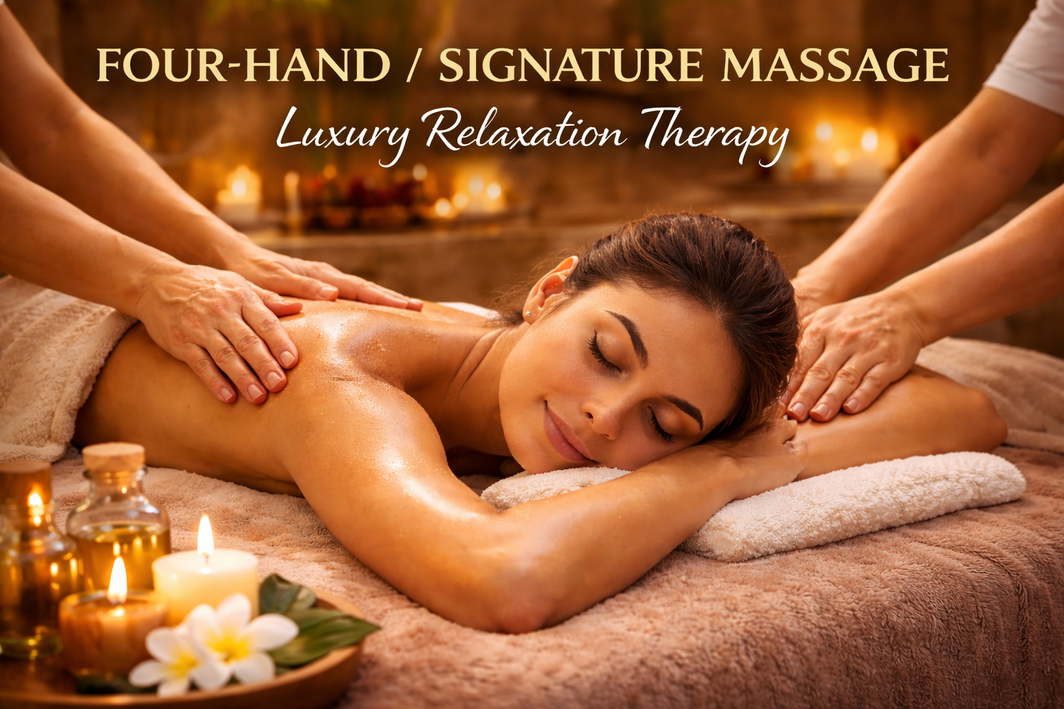 How Does a Four-Hand Massage Work? During a four-hand massage, two trained therapists perform coordinated strokes across your body. Their movements are mirrored and rhythmic, combining techniques like: